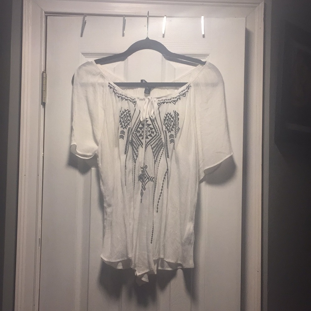By &By White Blouse with black design